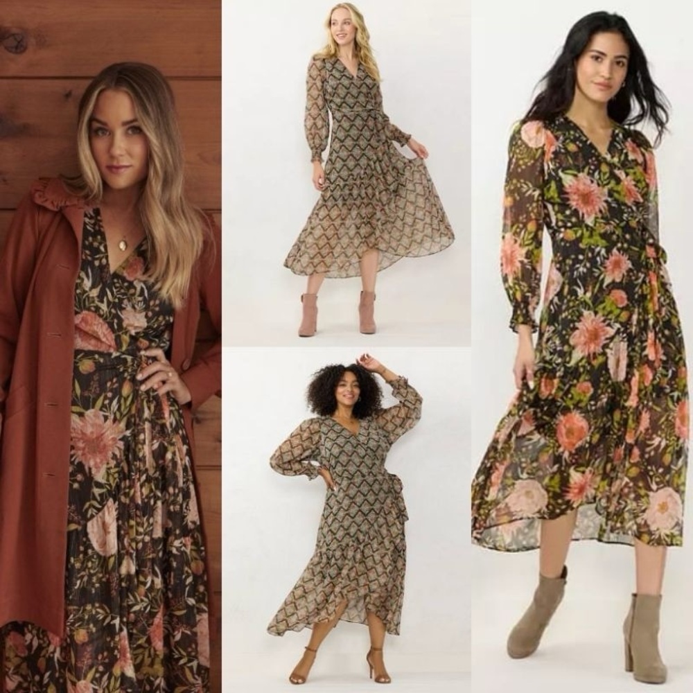 LC Lauren Conrad High-Low Hem Faux-Wrap Maxi Dress - Picture 9 of 10